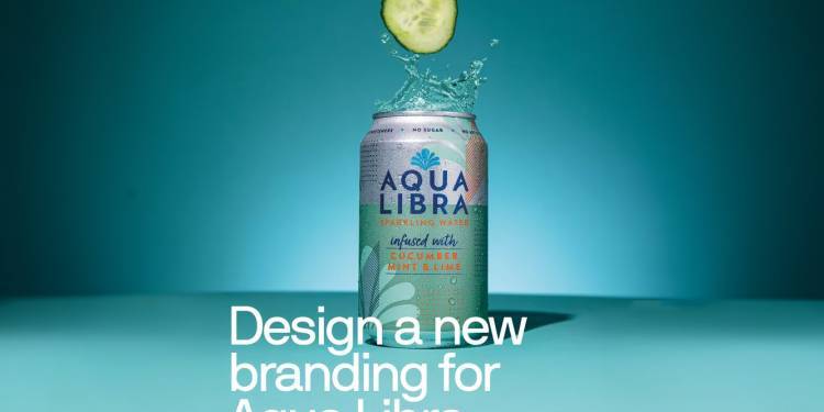 A can of Aqua Libra with water and a slice of cucumber